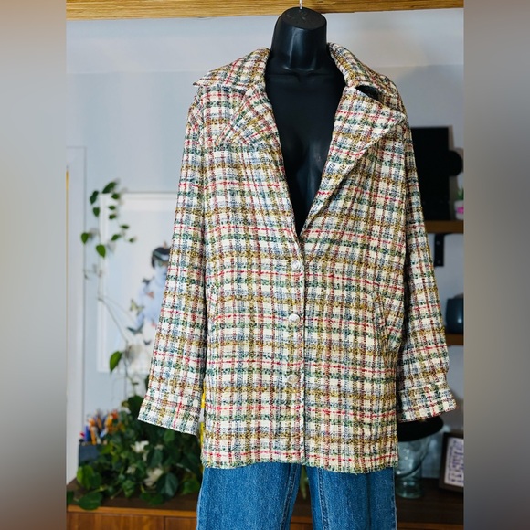 Joelle Tweed Oversized Blazer Jacket – Plaid Multicolor – Size L – Like New - Picture 5 of 12